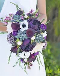 Maybe you would like to learn more about one of these? Real Touch Purple Plum Boho Rustic Bouquet Succulents Peonies Anemone And Calla Silk Cascade Bouquet
