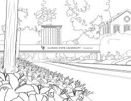 Color (or leave) the flag's background white, and color the letters blue, the sun yellow, the eagle brown, the land green. Illinois State On Twitter Get Creative With These Coloring Pages Of Some Of Your Favorite Campus Landmarks
