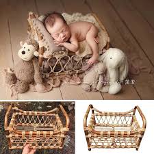 Newborn Photography Props Boy Woven Rattan Basket Posing Frame Studio Baby Photo Shooting Props Contain Newborn Photography Props Baby Walker Toy Rattan Basket