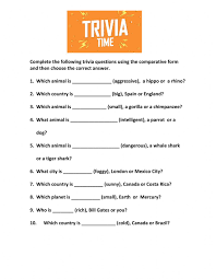 Whether you have a science buff or a harry potter fanatic, look no further than this list of trivia questions and answers for kids of all ages that will be fun for little minds to ponder. The Comparative Trivia Quiz Worksheet