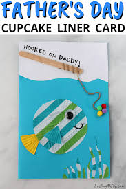 There are lots of free printable fathers day cards to choose from to colour. Cute Diy Father S Day Card Fish Cupcake Liner Craft Feeling Nifty