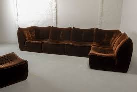 Related:vintage sectional sofa mid century modular sofa. Mid Century Design Chocolate Golden Brown Velvet 6 Elements Modular Soft Shell Sofa 1970s Hpvintage Com