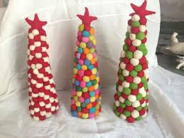 Colorful pom pom yarn made christmas green tree with snow on white background. Wool Felt Wool Felt Christmas Ornaments Skirt Soft Toes Pom Pom Tree Stocking Exporter From Jaipur