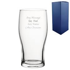 Personalised Pint Glass, Gift Boxed Any Message, Any Occasion