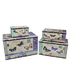 A large storage trunk is the ideal way to ship bedding and clothing safely and securely; Northlight 14 In To 27 5 In Wooden Garden Style Butterfly Decorative Storage Boxes Set Of 4 31521072 The Home Depot