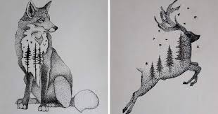 This is a useful page which will help you to get the answer to your question of how to draw wild animals pictures. I Draw Wild Animals Using Dots And Double Exposure Bored Panda