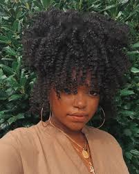 Natural Coily Hair Type 3 Type 4 High Puff With Bangs Curly Neutrals Natural Hair Types Natural Hair Styles Black Girl Natural Hair
