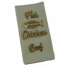 wedding name plate table setting seating chart laser cut names rustic gift place cards table numbers fish chicken beef wedding plates