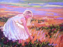The painting may be purchased as wall art, home decor, apparel, phone cases, greeting cards, and more. Picking Flowers In The Field Kristen Hess Art
