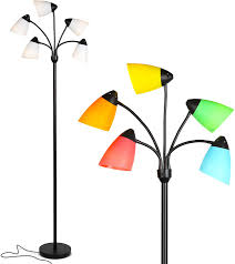 4.5 out of 5 stars with 2 ratings. Brightech Medusa Led Floor Lamp Multi Head Adjustable Tall Pole Standing Reading Lamp For Living Room Bedroom Kids Room Includes 5 Led Bulbs And 5 White Colored Interchangeable Shades Black Amazon Com