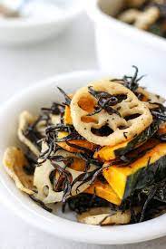 Lotus Root And Kabocha Salad With Seasoned Hijiki Chef Ja Cooks Recipe In 2021 Healthy Japanese Recipes Yummy Salad Recipes Easy Baking Recipes