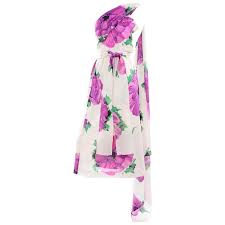 With small pieces of lace forming floral patterns. Givenchy Att Haute Couture Vintage Purple Pink Floral Silk Dress And Atelier Hat For Sale At 1stdibs