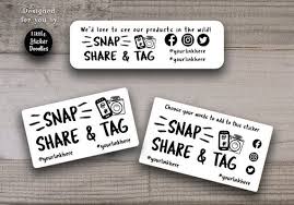 Snap Share Tag Social Media Stickers Custom Stickers Tag Etsy Stationery Branding Sticker Design Custom Stickers