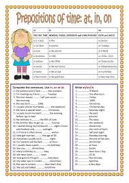 Prepositions Of Time In On At English Prepositions English Grammar Worksheets English Grammar