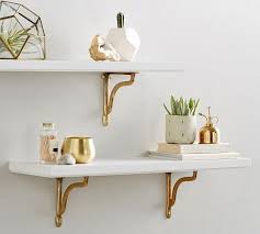 Sarah Bartholomew Nola Shelf With Brackets White Gold Floating Shelf Decor Floating Shelves Shelves