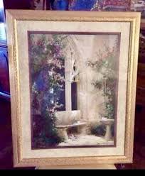 Vintage Large Home Interior Homco Doves In Courtyard Birkenstock Picture Gold Framed 1990 S Approximately 33x25 1999 33x25 In 2020 House Interior Vintage House Homco