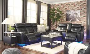 Signature Design By Ashley Kempten Reclining Sofa Loveseat With Led Lighting Living Room Sets Living Room Sets Furniture Black Reclining Sofa