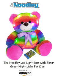 The Noodley Stuffed Led Light Up Bear Night Lights With Batteries For Toddlers And Kids Night Light Kids Gifts For Autistic Children Birthday Gifts For Kids