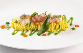 Tagliolini Al Limone Con Burrata Asparagi Di Mare Foglie Di Ostrica E Gamberi Rossi L Olivo Restaurant Gourmet Pasta Wedding Dinner Food Food Presentation
