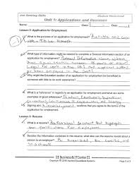 and resumes worksheet student sample #1