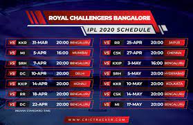 Welcome to the 10th match which is between rcb vs kkr so put your brain cells to some work and send your predictions to braveheartdoc and. Ipl 2020 Full Schedule Fixtures Timings Venues Of Royal Challengers Bangalore Rcb