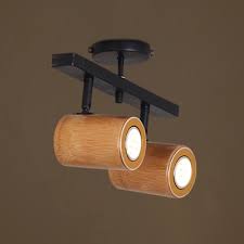Rustic Style Cylinder Track Lighting Bamboo And Metal 2 3 4 Lights Wireless Spot Light For Shop Gallery Beautifulhalo Com