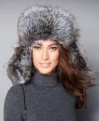 The Fur Vault Black Silver Fox Fur Trapper Hat The Fur Vault Women Macy S Fur Trapper Hat Trapper Hats Fox Fur
