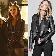 Who Lesley Ann Brandt Mazikeen What Guess Shayna Drape Leather Jacket 350 Where 2x06 Mazikeen Outfits Mazikeen Smith Outfits Outfits