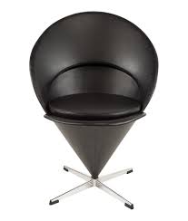 Original Verner Panton Cone Chair In Black Leather