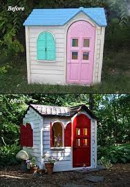 Typical Little Tikes Playhouse Painted With Rustoleum Spray Paint Too Cute Little Tikes House Little Tikes Playhouse Play Houses