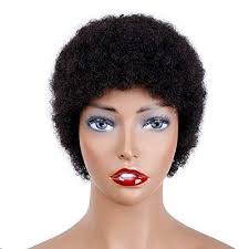 VIOLET Afro Curly Short Human Hair wigs for Black Women Brazilian Virgin  Hair Capless Cap Wigs Natural Black Color : Buy Online at Best Price in KSA 