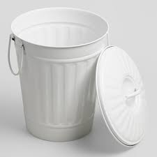 Matte White Retro Metal Trash Can Metal Trash Cans Bathroom Trash Can Trash Can