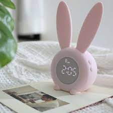 kids rabbit digital alarm clock children mercari in 2021 clock for kids kids alarm clock pink night lights