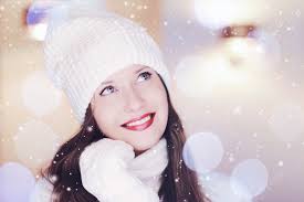 Joyful Winter Portrait With White Knitted Hat And Snow Photo Background And  Picture For Free Download