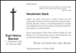 Genealogy for heinz becker (deceased) family tree on geni, with over 200 million profiles of ancestors and living relatives. Traueranzeigen Von Karl Heinz Becker Trauer Hna De