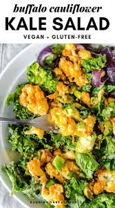 Buffalo Cauliflower Kale Salad Recipe Vegan Salad Recipes Vegan Dinners Vegan Salad