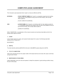 Fill it out in word or excel and send it electronically as a pdf or print it. Computer Lease Agreement Template By Business In A Box