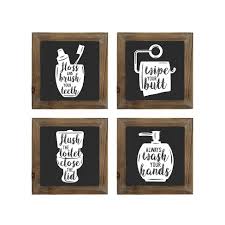 Check spelling or type a new query. Stratton Home Decor Floss Flush Wipe Wash Set Of 4 Cute Rustic Farmhouse Decoration Sign Decorative Bathroom Wall Art Black And White Target