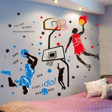 2020 popular 1 trends in home improvement, home & garden with wallpaper roll for kids room boy and 1. Amazon Com Kelay Fs 3d Basketball Wall Decals Sports Decor Basketball Player Wall Stickers Basketball Wall Decals Wallpaper For Boys Kids Room Decor Blue1 Red Baby
