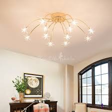 Ceiling semi flush mount 3 lights modern bathroom double glass layered nickel. Star Bedroom Semi Flush Light Metal 12 15 21 28 Light Contemporary Flush Mount Ceiling Light In Gold Ceiling Lights Bedroom Ceiling Light Star Lights On Ceiling