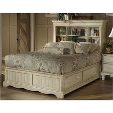 Wilshire Queen Size Bookcase Bed With Storage In Antique White Bookcase Bed Bedroom Furniture Sets Bookcase Headboard King
