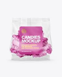 Plastic Bag With Gummies Mockup In Bag Sack Mockups On Yellow Images Object Mockups