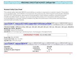 Interpret material safety data sheets. Material Safety Data Sheet Diffusion Film Ppt Video Online Download