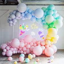 Gorgeous Pastel Rainbow Balloon Arch First Birthday Ice Cream Shop Theme Party Balloons Rainbow Balloons Balloon Garland