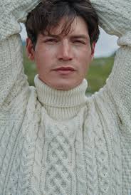 Aaron Cable Knitted Polo Neck Jumpers Cable-Knit Cotton Sweater Ralph Lauren