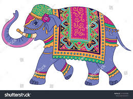 Blue Indian Elephant Decorated In Traditional Style Vector Illustration Isolated On White Backgrou Indian Elephant Indian Elephant Art Indian Elephant Drawing