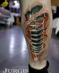 Best Tattoos In The World Colorful Biomachanic Tattoo On The Leg Machine Elements New Tattoo Models Coole Tattoos Tattoo Bein Biomechanik Tattoos