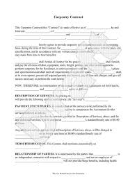 Sample Carpentry Contract Form Template Carpentry Contract Template Contract