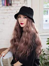 Black Hat With Light Pink Wigs Longformaldress Pink Wig Wigs Wig Styles