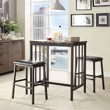 Weston Home Amirah Faux Marble And Black Metal 3 Piece Counter Height Dining Set Walmart Com Counter Height Dining Sets Weston Home Pub Table Sets